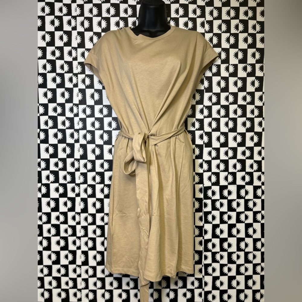 Elegant Tan Wrap Belt Style Tunic